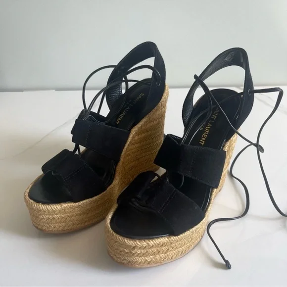 AUTHENTIC YSL SUEDE LACE UP WEDGES - Picture 5 of 14
